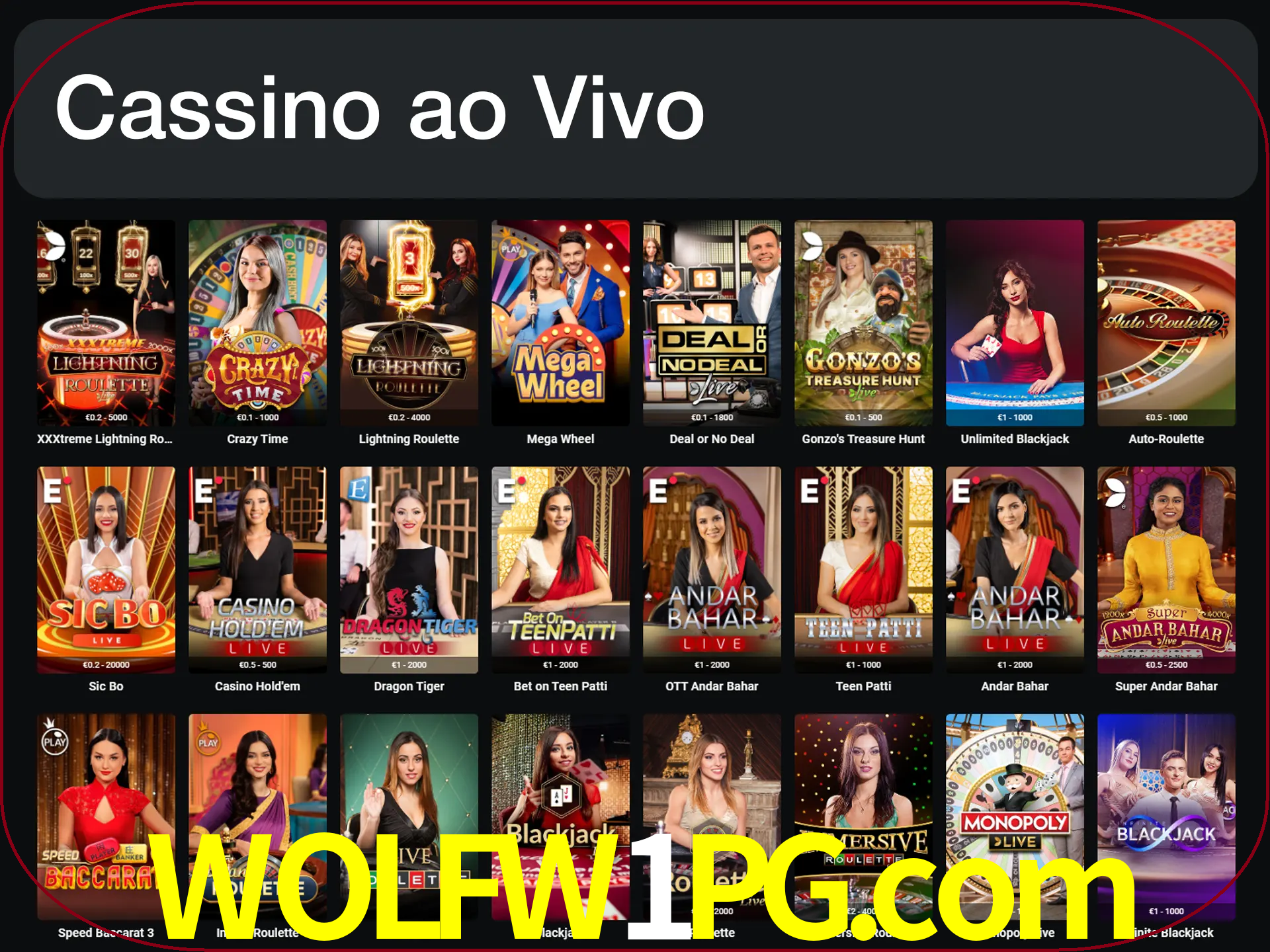 Jogue jogos de cassino com um verdadeiro dealer.