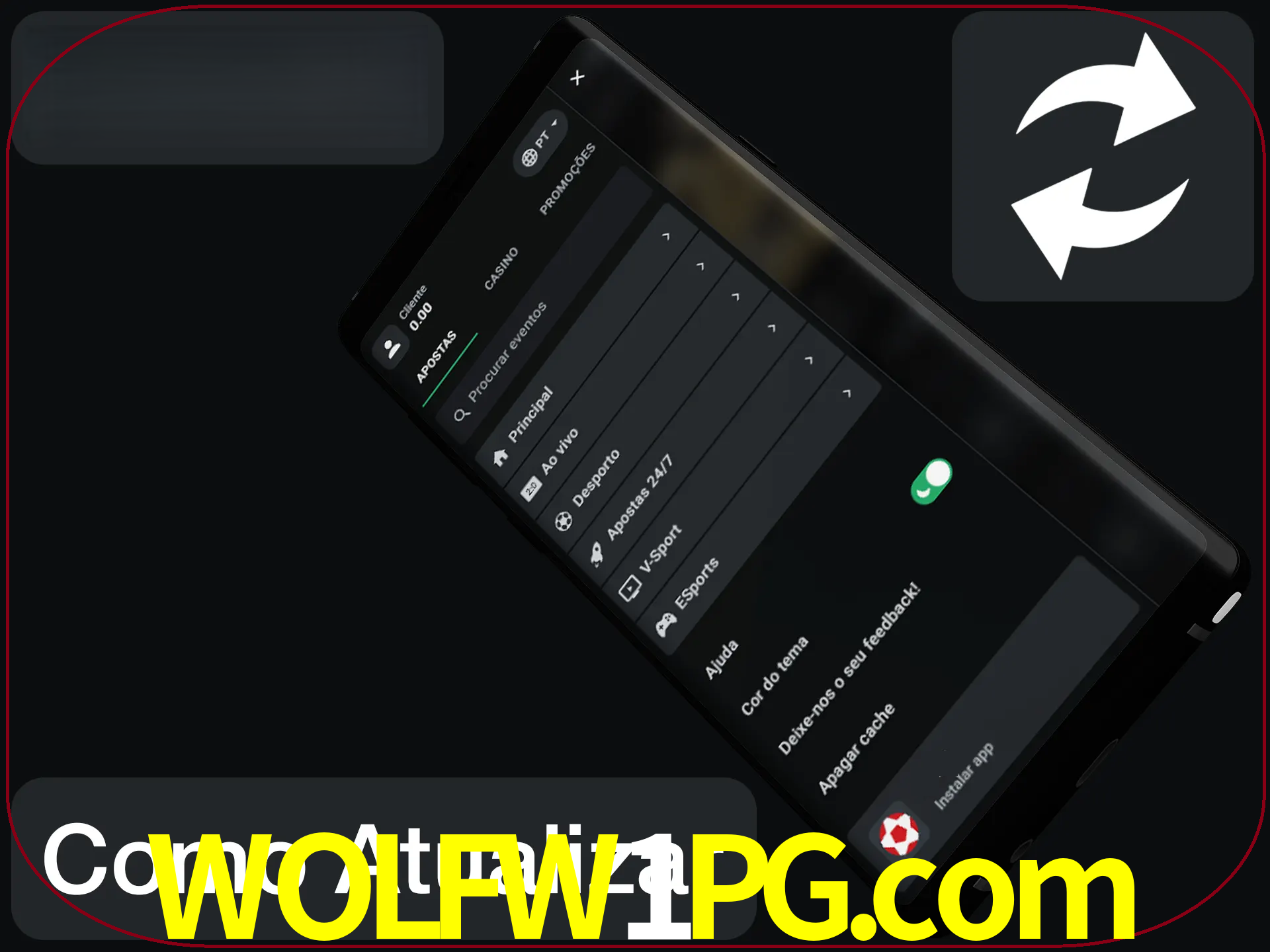 O aplicativo é atualizado automaticamente quando você faz o login.