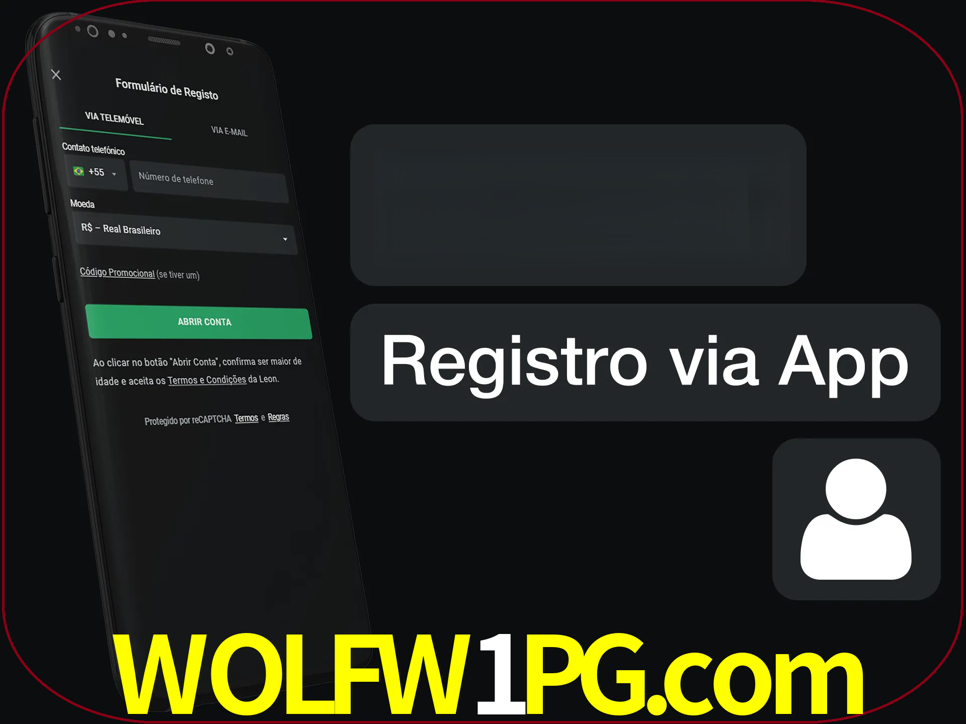 Registre-se com duas etapas usando o aplicativo.