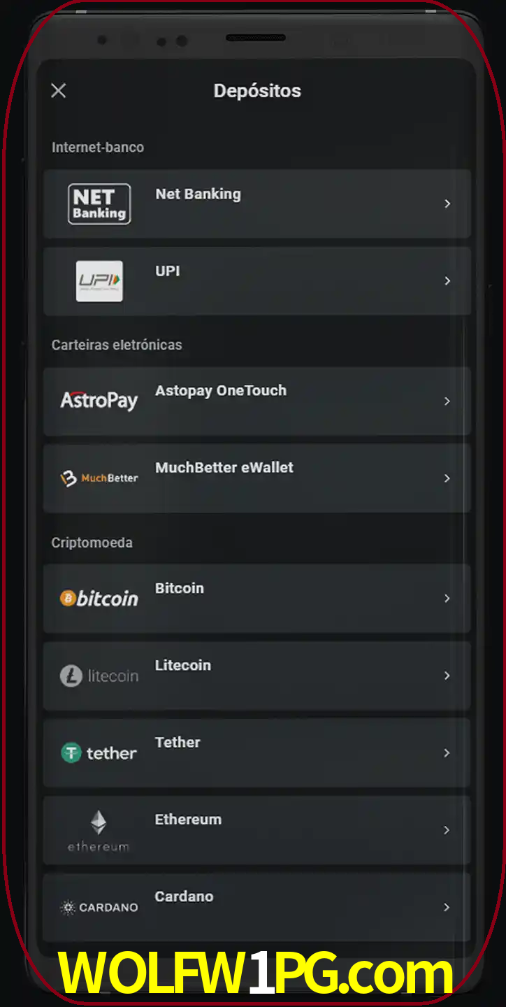 Você pode usar métodos alternativos de depósito.