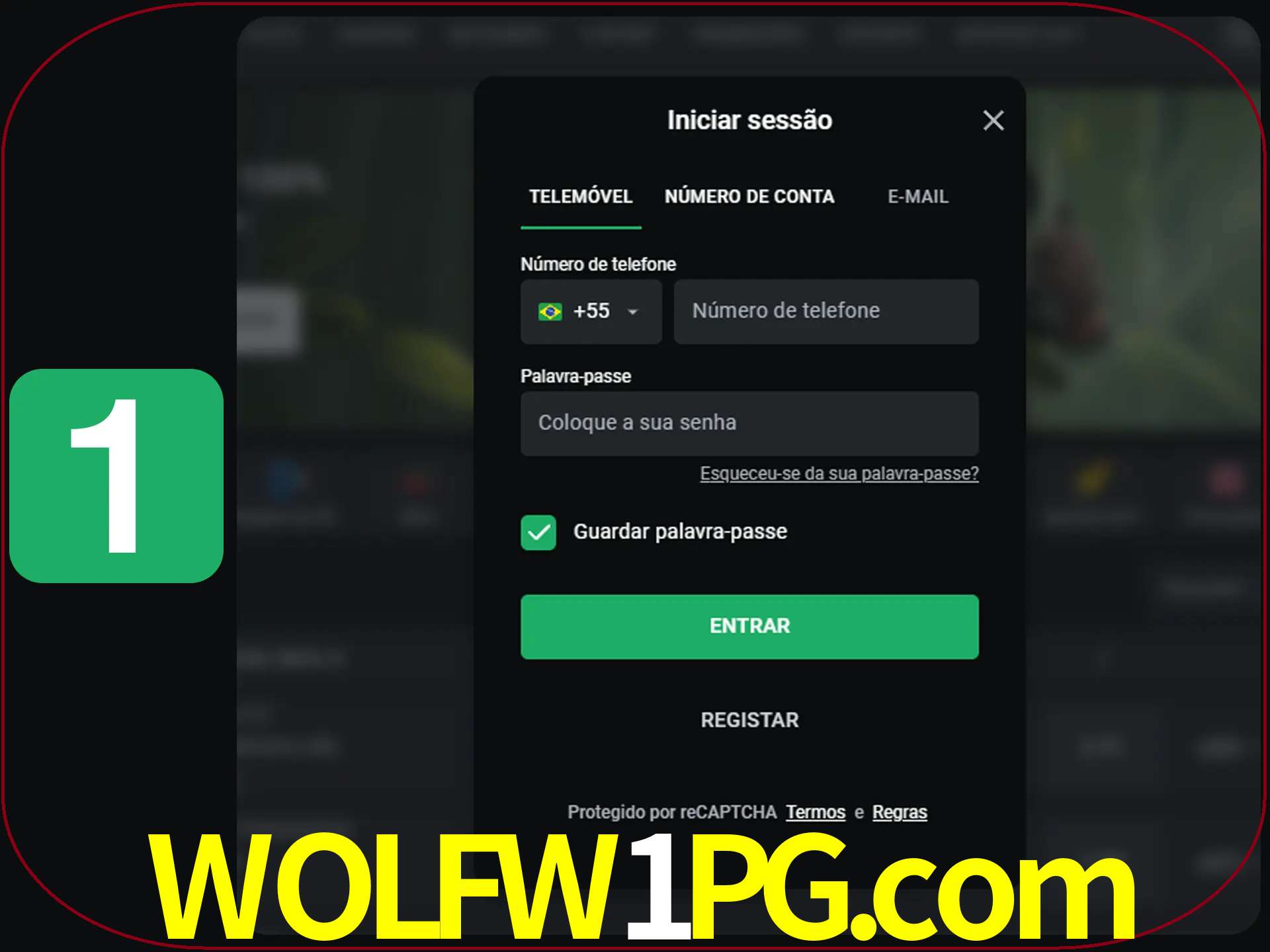 Clique no botão Entrar.